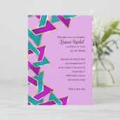 Invitation Bat mitzvah violet étoile turquoise de David (Debout devant)