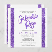 Invitation Bat mitzvah violet moderne Texte minimal moderne (Devant / Derrière)