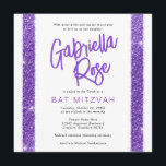 Invitation Bat mitzvah violet moderne Texte minimal moderne<br><div class="desc">Parties scintillant violet moderne, simple et minimaliste invitation Bat mitzvah avec amusant et funky audacieux calligraphie nom de script et design de typographie élégante pour une célébration mitzvah classique. Tous les libellés, les couleurs et les polices peuvent être modifiés avec l'Outil de conception Modèle. Coordonner les objets et la décoration...</div>