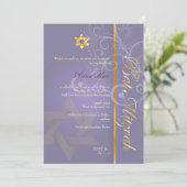 Invitation Bat mitzvah/violet/or (Debout devant)