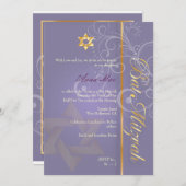 Invitation Bat mitzvah/violet/or (Devant / Derrière)