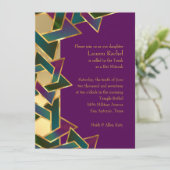 Invitation Bat mitzvah violet Turquoise étoile de David sur n (Debout devant)