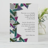 Invitation Bat mitzvah violet Turquoise étoile de David sur n (Debout devant)