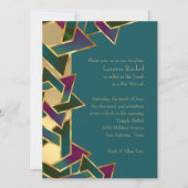 Invitation Bat mitzvah violet Turquoise étoile de David sur n (Devant)