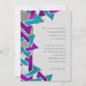 Invitation Bat mitzvah Violet Turquoise Star David N'Importe  (Devant)
