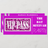 Invitation Bat mitzvah VIP pétillant rose (Devant / Derrière)