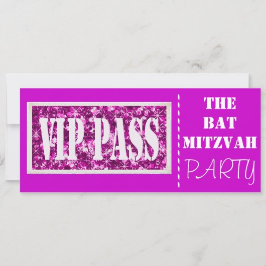 Invitation Bat mitzvah VIP pétillant rose (Devant)