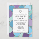 Invitation Bat mitzvah Vos couleurs Cercles en argent (Devant)