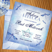 Invitation Bat mitzvah Whimsy Dusty Blue Dragonflies