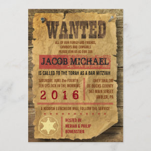 Invitation Bat mitzvah WILD WEST RECHERCHÉ Bar