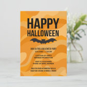 Invitation Bat rustique d'Halloween noir blanc (Debout devant)