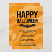 Invitation Bat rustique d'Halloween noir blanc (Devant / Derrière)