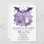 Invitation Bat Spider Web Citrouille de Fantôme Cute fête d'H (Devant)