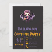 Invitation Bat Vampire Citrouille mignet moderne Black Hallow (Devant)