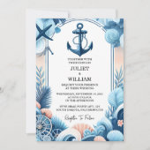 Invitation Bateau à câbles Marine Mariage nautique bleu marin (Devant)
