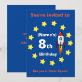 Invitation - Bateau à fusée Anniversaire personnal (Devant / Derrière)