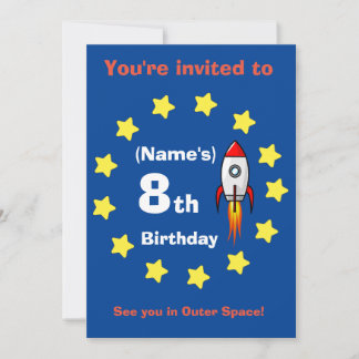 Invitation - Bateau à fusée Anniversaire personnal