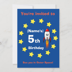 Invitation - Bateau à fusée Anniversaire personnal
