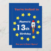 Invitation - Bateau à fusée Anniversaire personnal (Devant / Derrière)