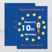 Invitation - Bateau à fusée Anniversaire personnal (Devant / Derrière)