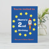 Invitation - Bateau à fusée Anniversaire personnal (Debout devant)
