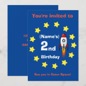 Invitation - Bateau à fusée Anniversaire personnal (Devant / Derrière)