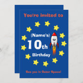 Invitation - Bateau à fusée Anniversaire personnal (Devant / Derrière)
