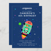 Invitation Bateau à fusée Lingokids (Devant / Derrière)