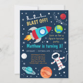 Invitation Bateau à fusée spatiale - Blast Off Anniversaire (Devant)