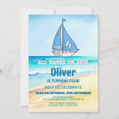 Invitation Bateau à voile 4e fête d'anniversaire (Devant)