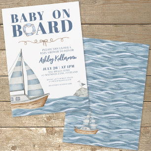 Invitation Bateau à voile Baby Shower Marin
