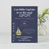 Invitation Bateau à voile blanc et bébé Ancre (Debout devant)