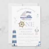 Invitation Bateau à voile Boy 1er anniversaire (Devant)