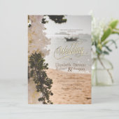 Invitation Bateau à Voile Chic Fleurs Mariage sur la Plage (Debout devant)
