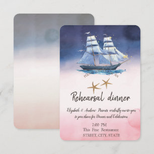 Invitation Bateau à voile Étoiles de mer Dîner de répétition