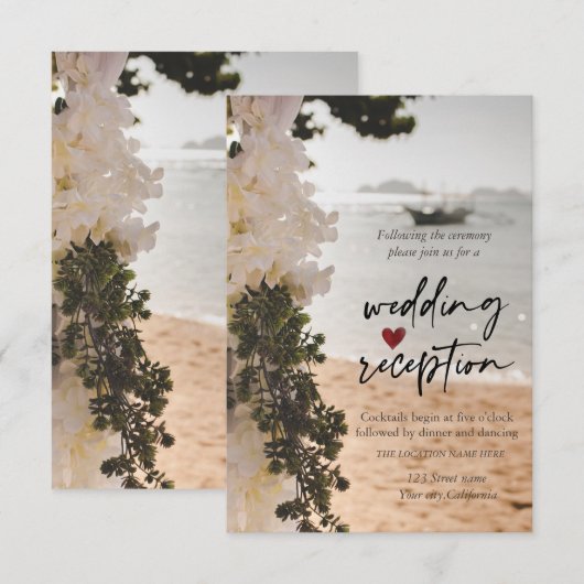 Invitation Bateau à voile Fleurs Beach Réception (Devant / Derrière)