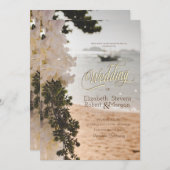 Invitation Bateau à voile Fleurs Chic Plage Mariage (Devant / Derrière)
