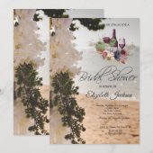 Invitation Bateau à voile Fleurs Plage Vin Fête des mariées (Devant / Derrière)