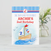 Invitation Bateau à voile garçons nautiques deuxième 2e anniv (Debout devant)