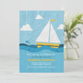 Invitation bateau à voile jaune #2 (Debout devant)