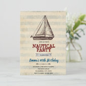 Invitation bateau à voile vintage (Debout devant)