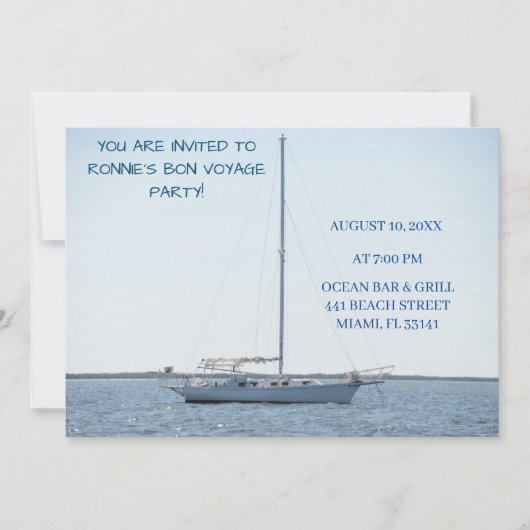 Invitation Bateau blanc et bateau de retraite Ocean (Devant)