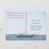 Invitation Bateau blanc sur Ocean Funny Bachelorette (Devant / Derrière)