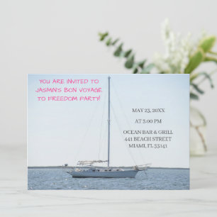 Invitation Bateau blanc sur Ocean Funny Bachelorette