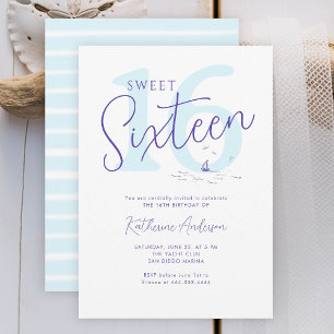 Invitation Bateau Côtier Nautique Océan Moderne Stripe Sweet 