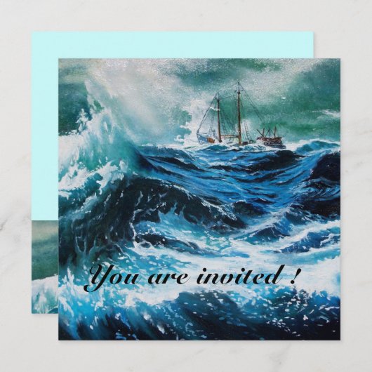 Invitation Bateau dans la mer dans la tempête (Devant / Derrière)