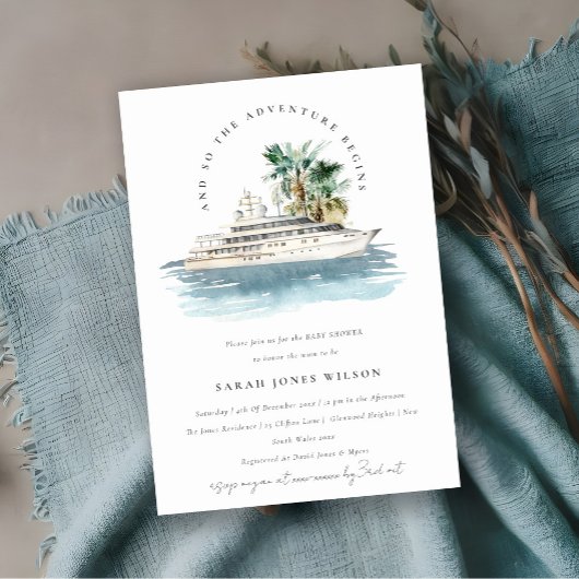 Invitation Bateau de croisière Dusky Palm Baby shower marin