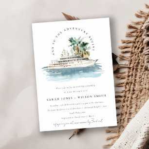 Invitation Bateau de croisière Dusky Palm Seascape Couples Do