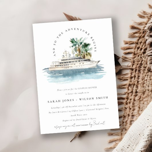 Invitation Bateau de croisière Dusky Palm Seascape Couples Do