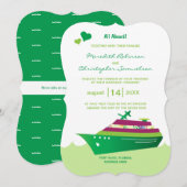 Invitation Bateau de croisière mariage Tout à bord Coeurs de  (Devant / Derrière)